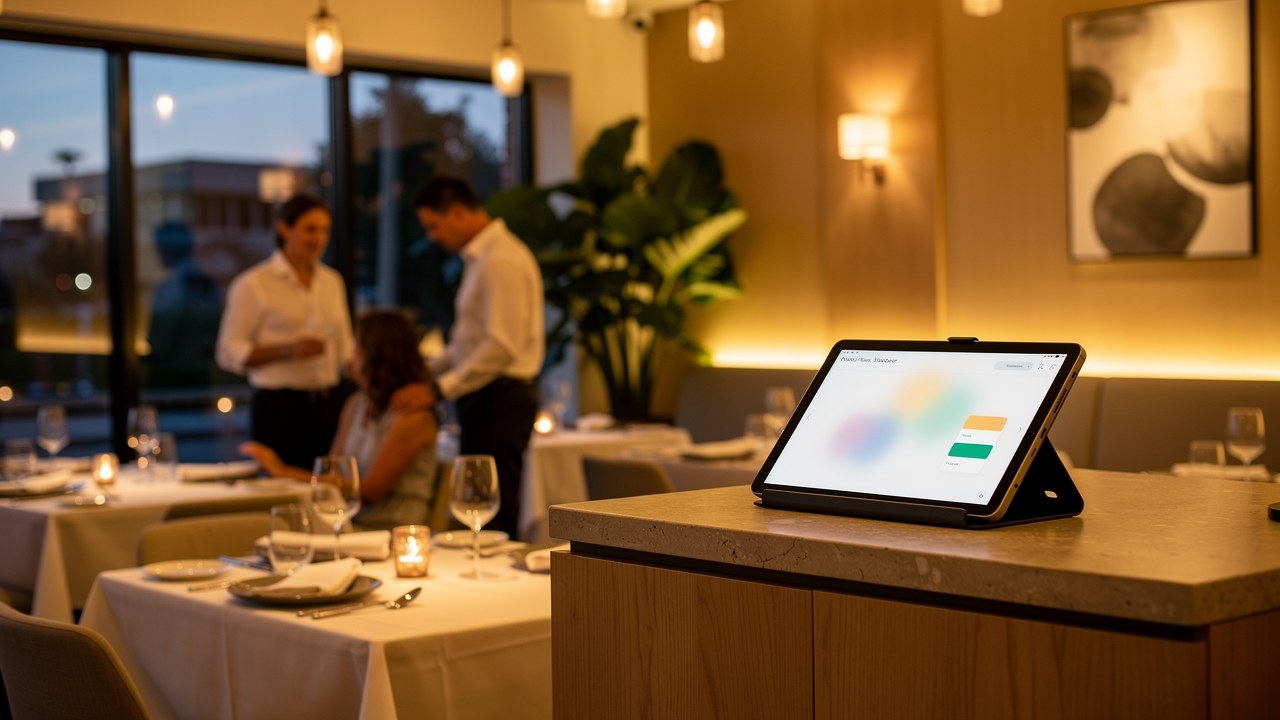 Elegant San Diego restaurant interior at dusk